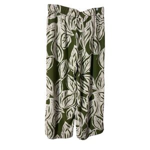 Meg & Margot Womens Wide Leg Crop Stretch Pants Size L Tropical Beach Resort